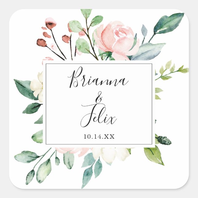 Elegante Sello para sobres Boda de Dainty Floral (Anverso)