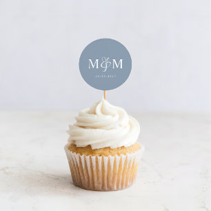 Elegante Sello para sobres Boda de Monograma Azul 