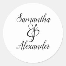 Elegante Sello para sobres Boda de Parejas Blancas