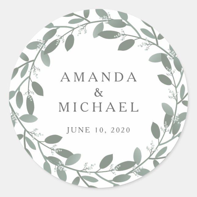 Elegante Sello para sobres Boda Eucalyptus (Anverso)