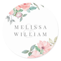 Elegante Sello para sobres Boda floral de Rubor