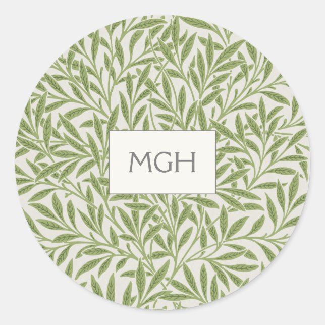 Elegante Sello para sobres de Monograma de hojas s (Anverso)