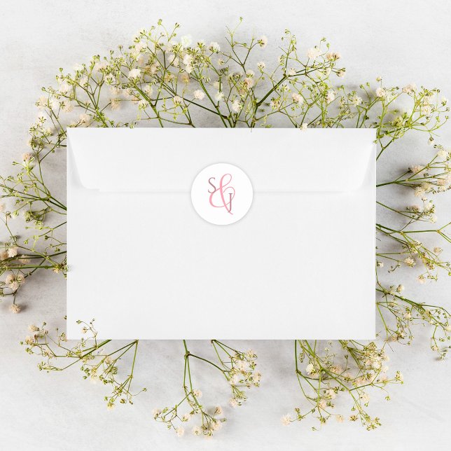 Elegante Sello para sobres de Monograma Rosa Coral (Subido por el creador)