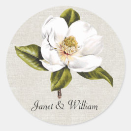 Elegante Sello para sobres Magnolia Blanca Boda