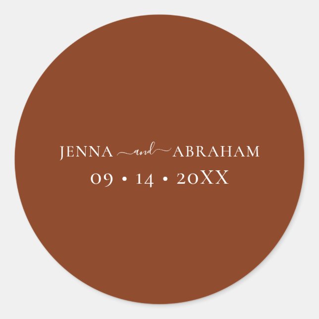 Elegante Sello para sobres rústico Boda Terracota (Anverso)