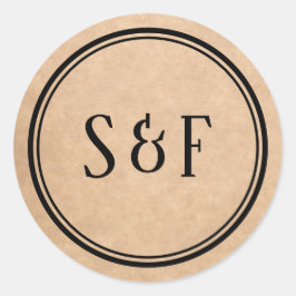 Elegante Sello para sobres Rústico Kraft Monograma