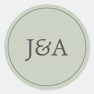 Elegante Sello para sobres verde monograma Eucalyp