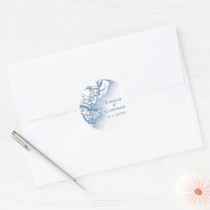 Elegante Sellos para sobres de Boda de mapas de Hi
