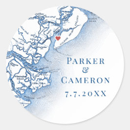 Elegante Sellos para sobres de Boda de mapas de Hi