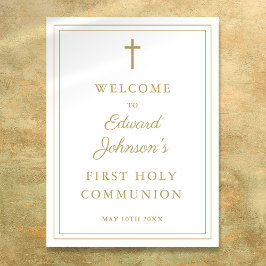 Elegante señal de bienvenida de la frontera dorada