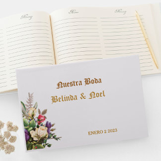Elegante ,sencillo dorado de Boda Libro de visitas