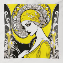 Elegante Señora Amarilla y Art Nouveau Negro