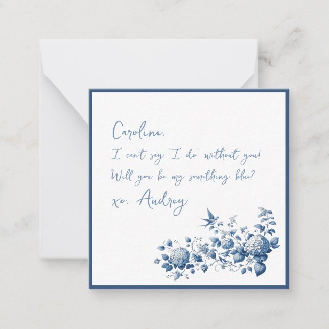 Elegante Serás Mi Tarjeta Boda Azul (Anverso)