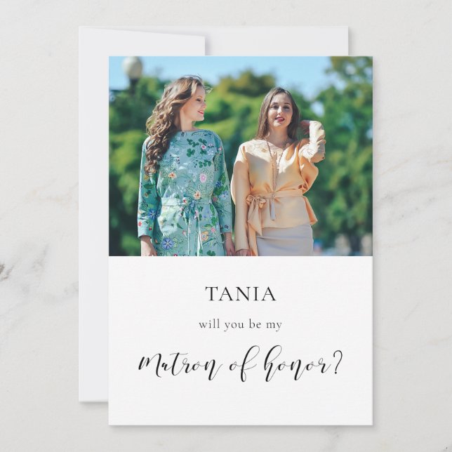 Elegante ¿Serás mi tarjeta de foto de honor Matron (Anverso)