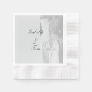 Elegante servilleta de papel de boda con letra scr