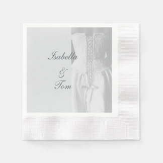 Elegante servilleta de papel de boda con letra scr