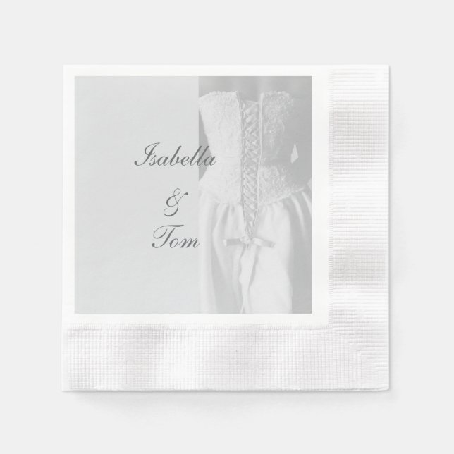 Elegante servilleta de papel de boda con letra scr (Anverso)
