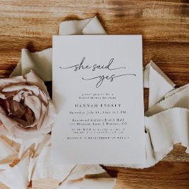 Elegante "She Said Yes" Bridal Shower Invitación