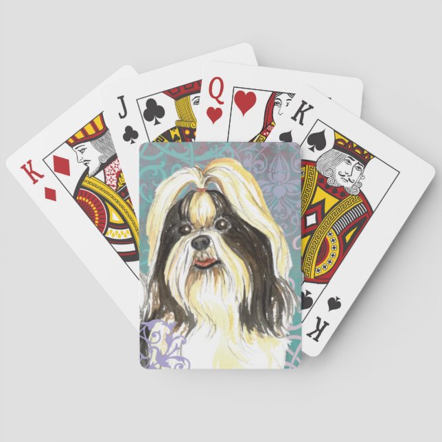 Elegante Shih Tzu Jugando Cartas (Reverso)