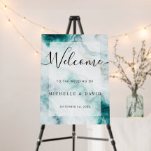 Elegante signo de bienvenida de Boda de Mármol Ver