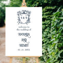 Elegante signo de bienvenida de Boda Escudo Vintag