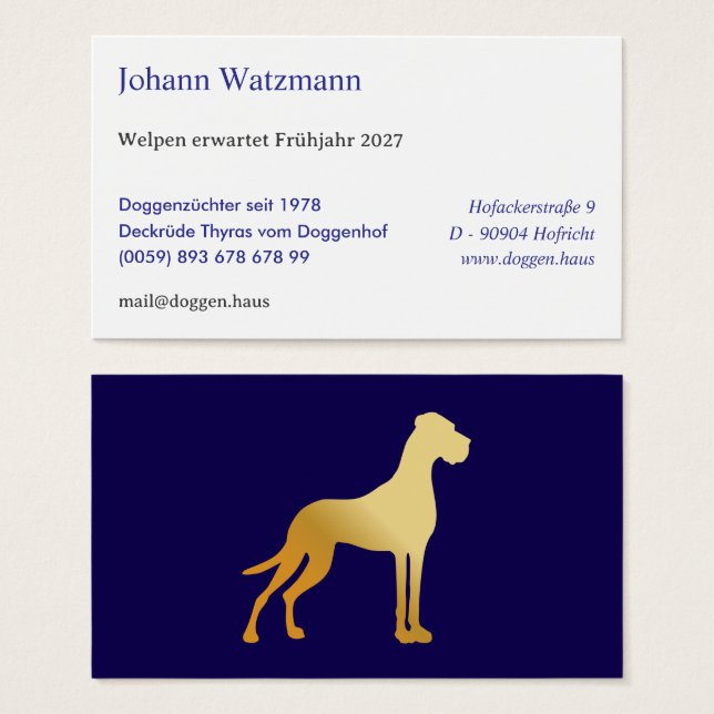 Elegante silhouet van een Deense dog  (Anverso y reverso)