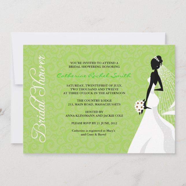 Elegante Silhouette Bridal Shower Invitación (Anverso)