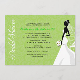 Elegante Silhouette Bridal Shower Invitación