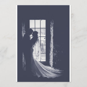 Elegante silueta de novia y novio por invitación