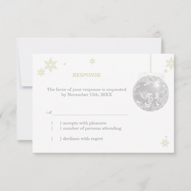 Elegante Silver Winter Wedter RSVP (Anverso)