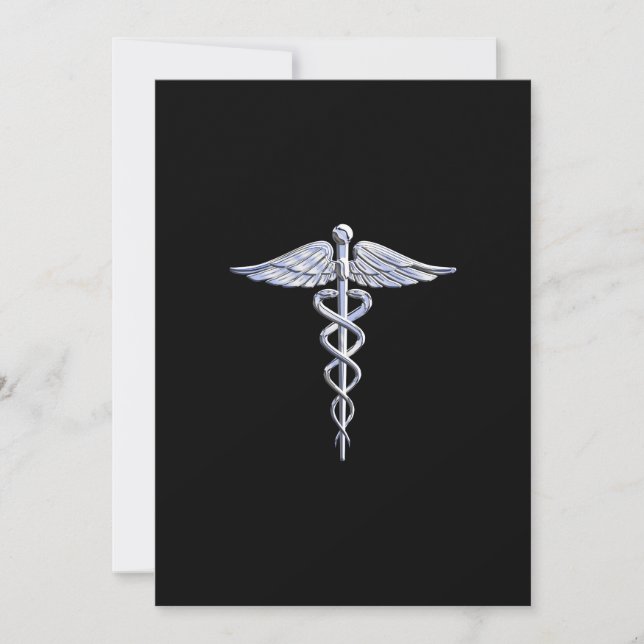 Elegante Símbolo médico cromado como Caduceus (Anverso)