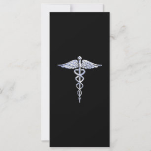 Elegante Símbolo médico cromado como Caduceus