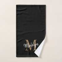 Elegante Simple Black Gold Monograma Nombre de gui