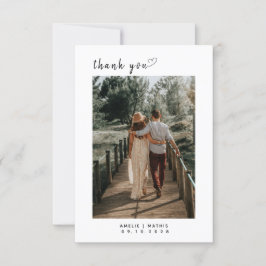 Elegante simple con foto Boda Tarjeta de agradecim