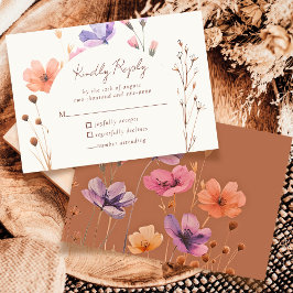 Elegante Simple Floral Boda Mocha Respuesta RSVP