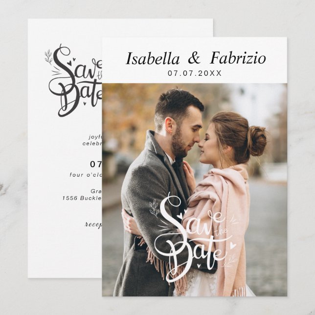Elegante simple Guardar la invitación a la boda de (Anverso / Reverso)