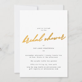Elegante simple invitación a ducha de novias dorad