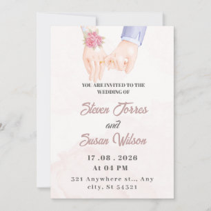 Elegante, simple invitación a la boda con acuarela