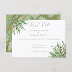 ELEGANTE SIMPLE INVITACIÓN EUCALYPTUS SILVER RSVP