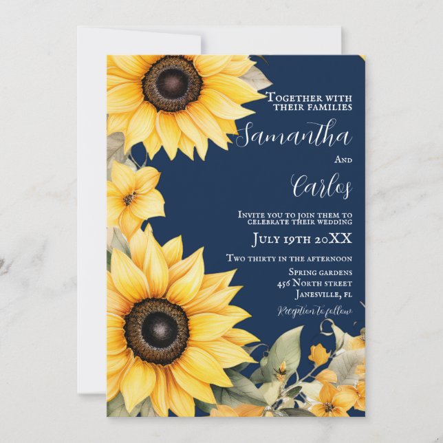 Elegante, simple marina, invitación a la boda de g (Anverso)