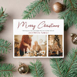 Elegante simple Minimalista 2 foto Feliz Navidad<br><div class="desc">Elegante y simple Minimalista 2 foto tarjeta postal navideña</div>