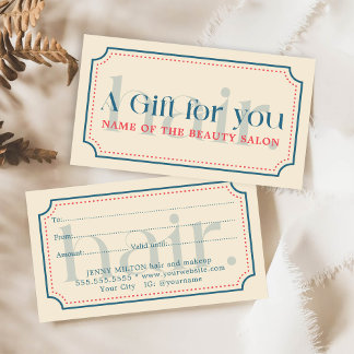 Elegante simple regalo azul retro Belleza