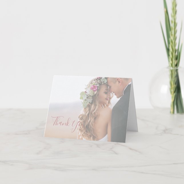 Elegante simple Rosa tarjeta de agradecimiento (Anverso)