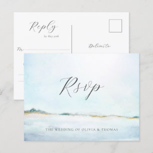 Elegante Simple Tarjeta de RSVP de Bodas de Playa