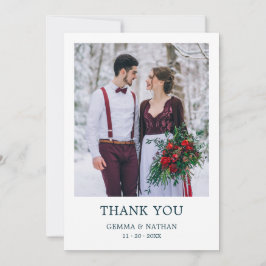 Elegante simple Verde azulado 2 foto Boda Tarjeta 