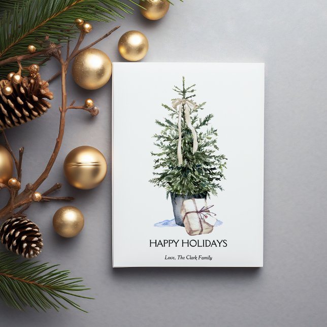 Elegante Simple Watercolor Árbol de Navidad Plano (Subido por el creador)