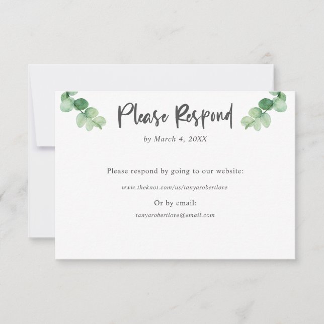 Elegante sitio web de boda Eucalyptus RSVP en líne (Anverso)