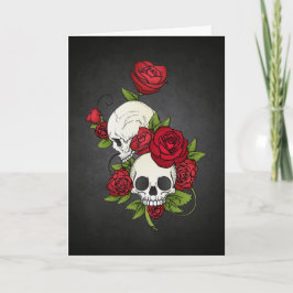 Elegante Skulls florales Tarjeta Dia de los Muerto