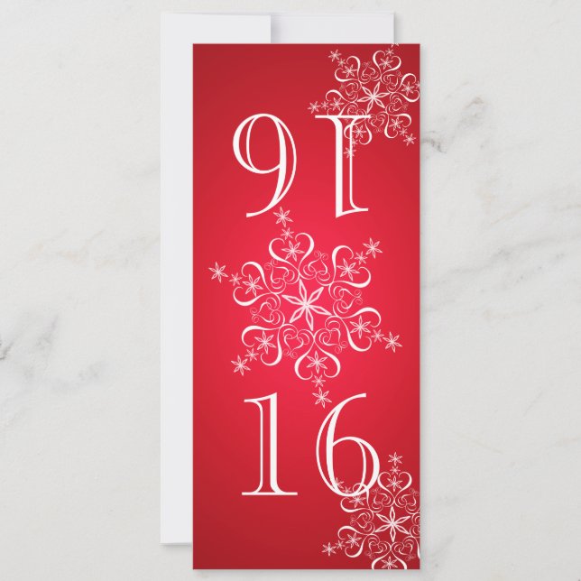 Elegante Snowflakes Red 2 Número de Mesa (Anverso)