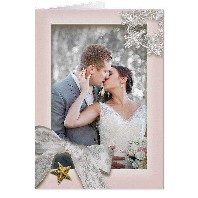 Elegante Snowflakes Winter Wedding Gracias Tarjeta (Frente)
